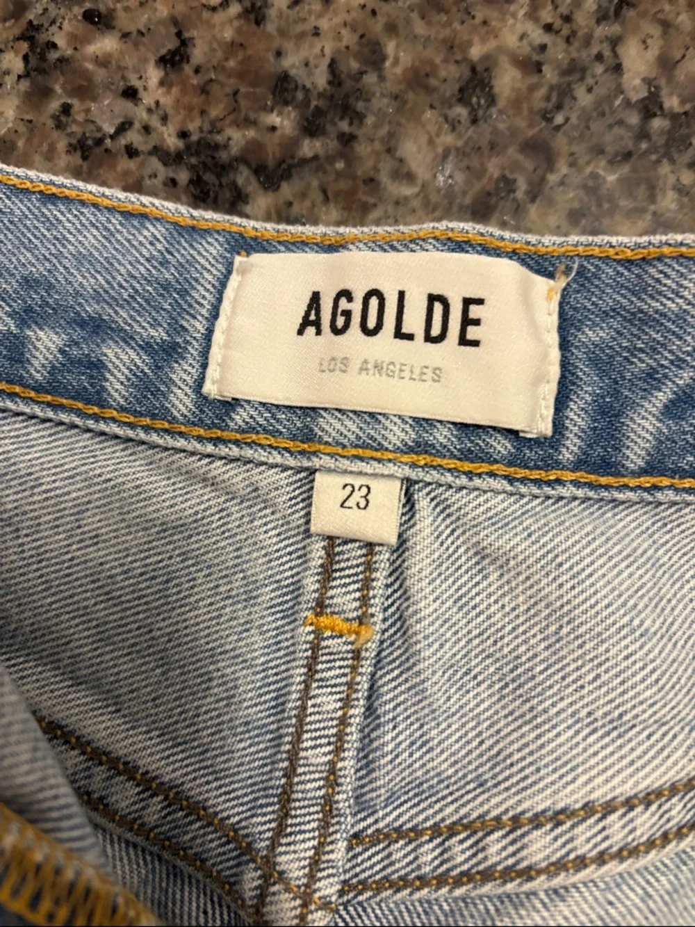 Agolde Light Blue High-Rise Button-Fly Denim Shorts Parker long Jean